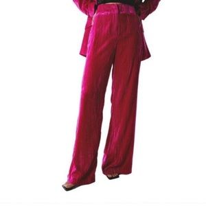 Nasty Gal crushed velvet pink trousers